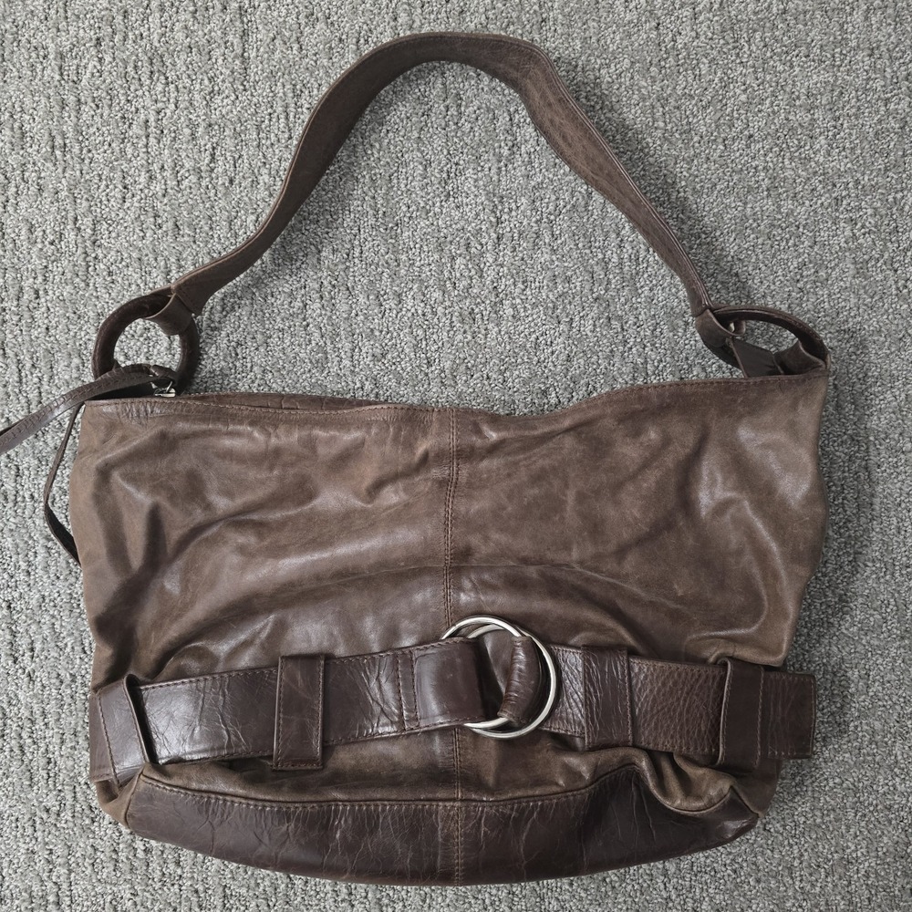 Latico Leather Slouchy Hobo Shoulder Bag Brown Belted Boho Large Purse